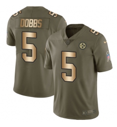 Youth Nike Pittsburgh Steelers #5 Joshua Dobbs Limited Olive/Gold 2017 Salute to Service NFL Jersey