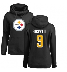 NFL Women's Nike Pittsburgh Steelers #9 Chris Boswell Black Name & Number Logo Pullover Hoodie