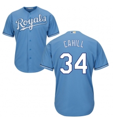 Youth Majestic Kansas City Royals #34 Trevor Cahill Replica Light Blue Alternate 1 Cool Base MLB Jersey