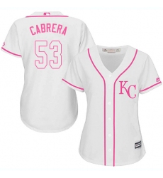 Women's Majestic Kansas City Royals #53 Melky Cabrera Replica White Fashion Cool Base MLB Jersey