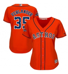 Women's Majestic Houston Astros #35 Justin Verlander Replica Orange Alternate 2017 World Series Champions Cool Base MLB Jersey