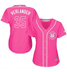 Women's Majestic Houston Astros #35 Justin Verlander Replica Pink Fashion Cool Base MLB Jersey