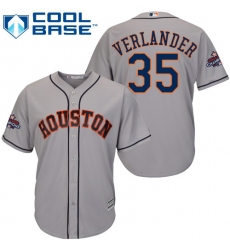 Youth Majestic Houston Astros #35 Justin Verlander Replica Grey Road 2017 World Series Champions Cool Base MLB Jersey