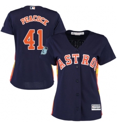 Women's Majestic Houston Astros #41 Brad Peacock Authentic Navy Blue Alternate Cool Base MLB Jersey