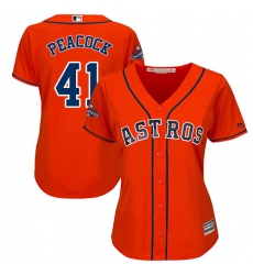 Women's Majestic Houston Astros #41 Brad Peacock Replica Orange Alternate 2017 World Series Champions Cool Base MLB Jersey