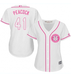 Women's Majestic Houston Astros #41 Brad Peacock Replica White Fashion Cool Base MLB Jersey