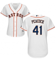 Women's Majestic Houston Astros #41 Brad Peacock Replica White Home Cool Base MLB Jersey