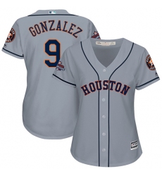 Women's Majestic Houston Astros #9 Marwin Gonzalez Replica Grey Road 2017 World Series Champions Cool Base MLB Jersey