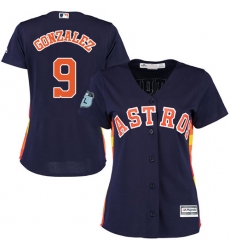 Women's Majestic Houston Astros #9 Marwin Gonzalez Replica Navy Blue Alternate Cool Base MLB Jersey