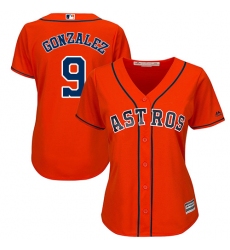 Women's Majestic Houston Astros #9 Marwin Gonzalez Replica Orange Alternate Cool Base MLB Jersey