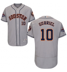 Men's Majestic Houston Astros #10 Yuli Gurriel Authentic Grey Road 2017 World Series Champions Flex Base MLB Jersey