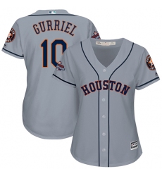 Women's Majestic Houston Astros #10 Yuli Gurriel Replica Grey Road 2017 World Series Champions Cool Base MLB Jersey