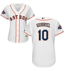 Women's Majestic Houston Astros #10 Yuli Gurriel Replica White Home 2017 World Series Champions Cool Base MLB Jersey