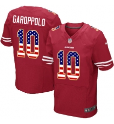 Men's Nike San Francisco 49ers #10 Jimmy Garoppolo Elite Red Home USA Flag Fashion NFL Jersey