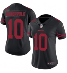 Women's Nike San Francisco 49ers #10 Jimmy Garoppolo Limited Black Rush Vapor Untouchable NFL Jersey