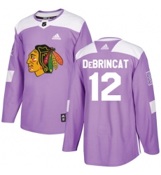 Men's Adidas Chicago Blackhawks #12 Alex DeBrincat Authentic Purple Fights Cancer Practice NHL Jersey