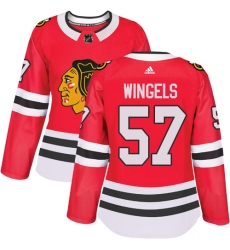 Women's Adidas Chicago Blackhawks #57 Tommy Wingels Authentic Red Home NHL Jersey