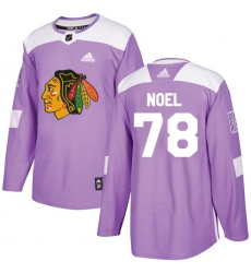 Youth Adidas Chicago Blackhawks #78 Nathan Noel Authentic Purple Fights Cancer Practice NHL Jersey