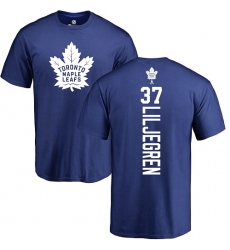 NHL Adidas Toronto Maple Leafs #37 Timothy Liljegren Royal Blue Backer T-Shirt
