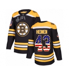 Youth Boston Bruins #43 Danton Heinen Authentic Black USA Flag Fashion 2019 Stanley Cup Final Bound Hockey Jersey