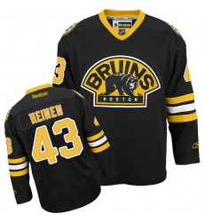 Youth Reebok Boston Bruins #43 Danton Heinen Premier Black Third NHL Jersey