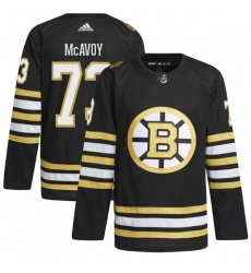 Men's Boston Bruins #73 Charlie McAvoy Black 100th Anniversary Stitched Jersey