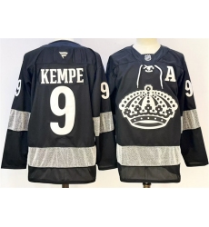 Men's Los Angeles Kings #9 Adrian Kempe Black With A Alternate Stitched Hockey Jersey