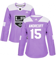 Women's Adidas Los Angeles Kings #15 Andy Andreoff Authentic Purple Fights Cancer Practice NHL Jersey