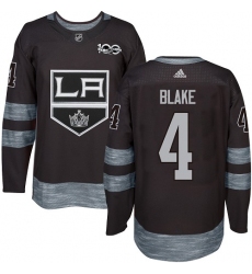 Men's Adidas Los Angeles Kings #4 Rob Blake Premier Black 1917-2017 100th Anniversary NHL Jersey