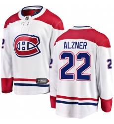 Men's Montreal Canadiens #22 Karl Alzner Authentic White Away Fanatics Branded Breakaway NHL Jersey