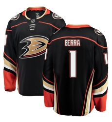 Men's Anaheim Ducks #1 Reto Berra Fanatics Branded Black Home Breakaway NHL Jersey