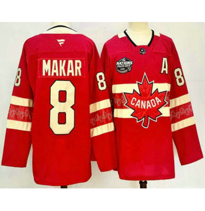 Men's Canada Hockey #8 Cale Makar Red 2025 4 Nations Face Off Authentic Jersey