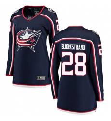 Women's Columbus Blue Jackets #28 Oliver Bjorkstrand Fanatics Branded Navy Blue Home Breakaway NHL Jersey
