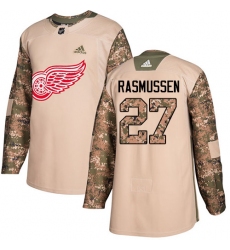 Youth Adidas Detroit Red Wings #27 Michael Rasmussen Authentic Camo Veterans Day Practice NHL Jersey