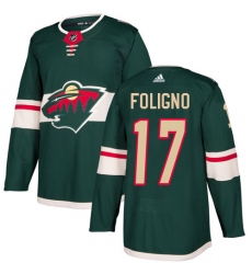 Youth Adidas Minnesota Wild #17 Marcus Foligno Authentic Green Home NHL Jersey