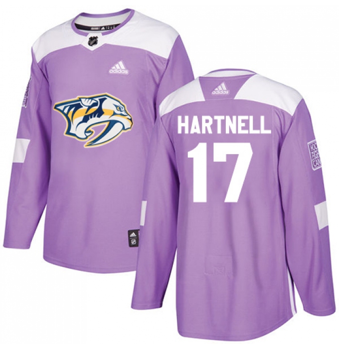 Men's Adidas Nashville Predators #17 Scott Hartnell Authentic Purple Fights Cancer Practice NHL Jersey