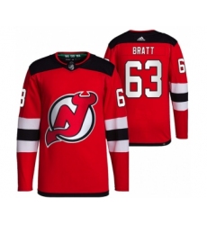 Men's New Jersey Devils #63 Jesper Bratt Red Stitched Jersey