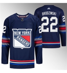 Men's New York Rangers #22 Jonny Brodzinski Navy Stitched Jersey