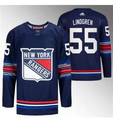 Men's New York Rangers #55 Ryan Lindgren Navy Stitched Jersey