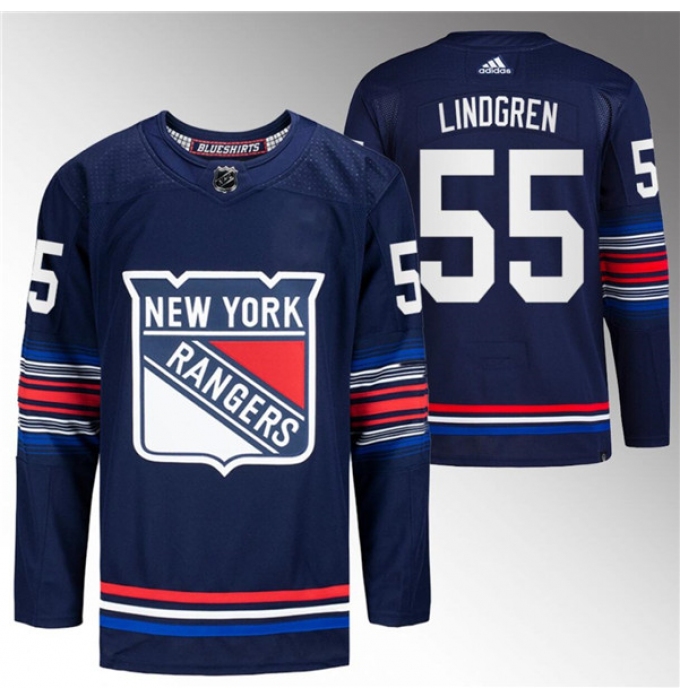 Men's New York Rangers #55 Ryan Lindgren Navy Stitched Jersey