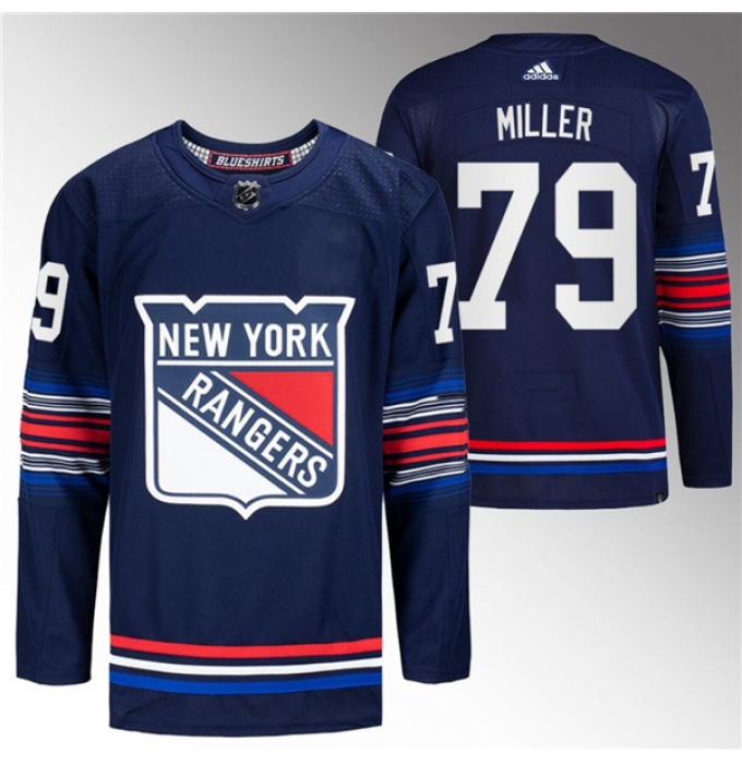 Men's New York Rangers #79 K'Andre Miller Navy Stitched Jersey