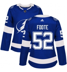 Women's Adidas Tampa Bay Lightning #52 Callan Foote Authentic Royal Blue Home NHL Jersey