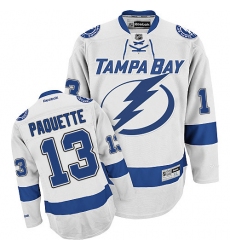 Men's Reebok Tampa Bay Lightning #13 Cedric Paquette Authentic White Away NHL Jersey