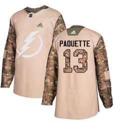 Youth Adidas Tampa Bay Lightning #13 Cedric Paquette Authentic Camo Veterans Day Practice NHL Jersey