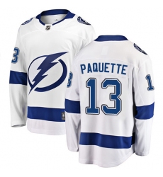 Youth Tampa Bay Lightning #13 Cedric Paquette Fanatics Branded White Away Breakaway NHL Jersey