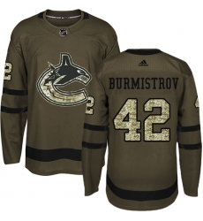 Men's Adidas Vancouver Canucks #42 Alex Burmistrov Premier Green Salute to Service NHL Jersey