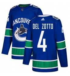 Men's Adidas Vancouver Canucks #4 Michael Del Zotto Premier Blue Home NHL Jersey