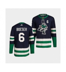 Men's Vancouver Canucks #6 Brock Boeser Navy 2022 Reverse Retro Stitched Jersey