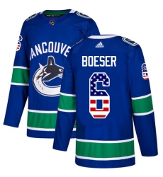 Youth Adidas Vancouver Canucks #6 Brock Boeser Authentic Blue USA Flag Fashion NHL Jersey