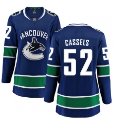 Women's Vancouver Canucks #52 Cole Cassels Fanatics Branded Blue Home Breakaway NHL Jersey